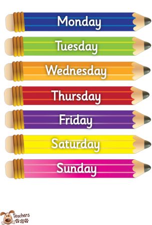 Days of the week, oct. 2017 Days of the week